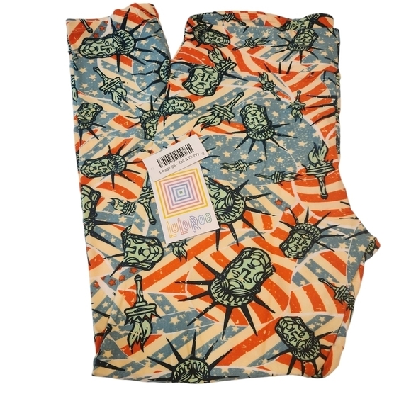 NWT Lularoe TC Patriotic Statue of Liberty Buttery Smooth Leggings Loungewear - Picture 1 of 5